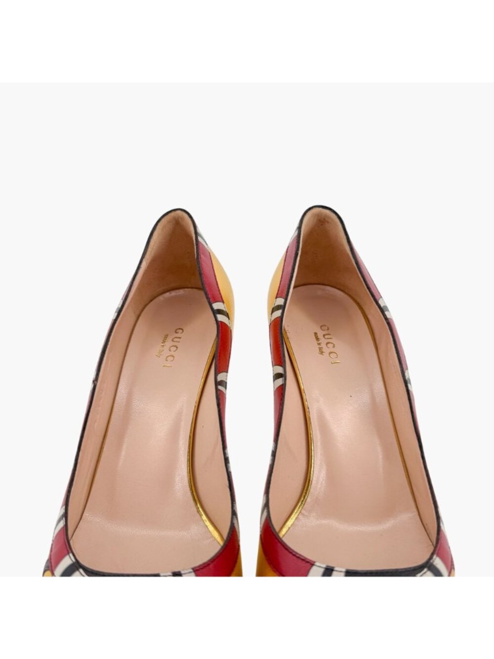 Gucci Yoko Snake Gold Metallic Leather Pumps High Heels Shoes Size 38.5 US 8.5 - Picture 4 of 16